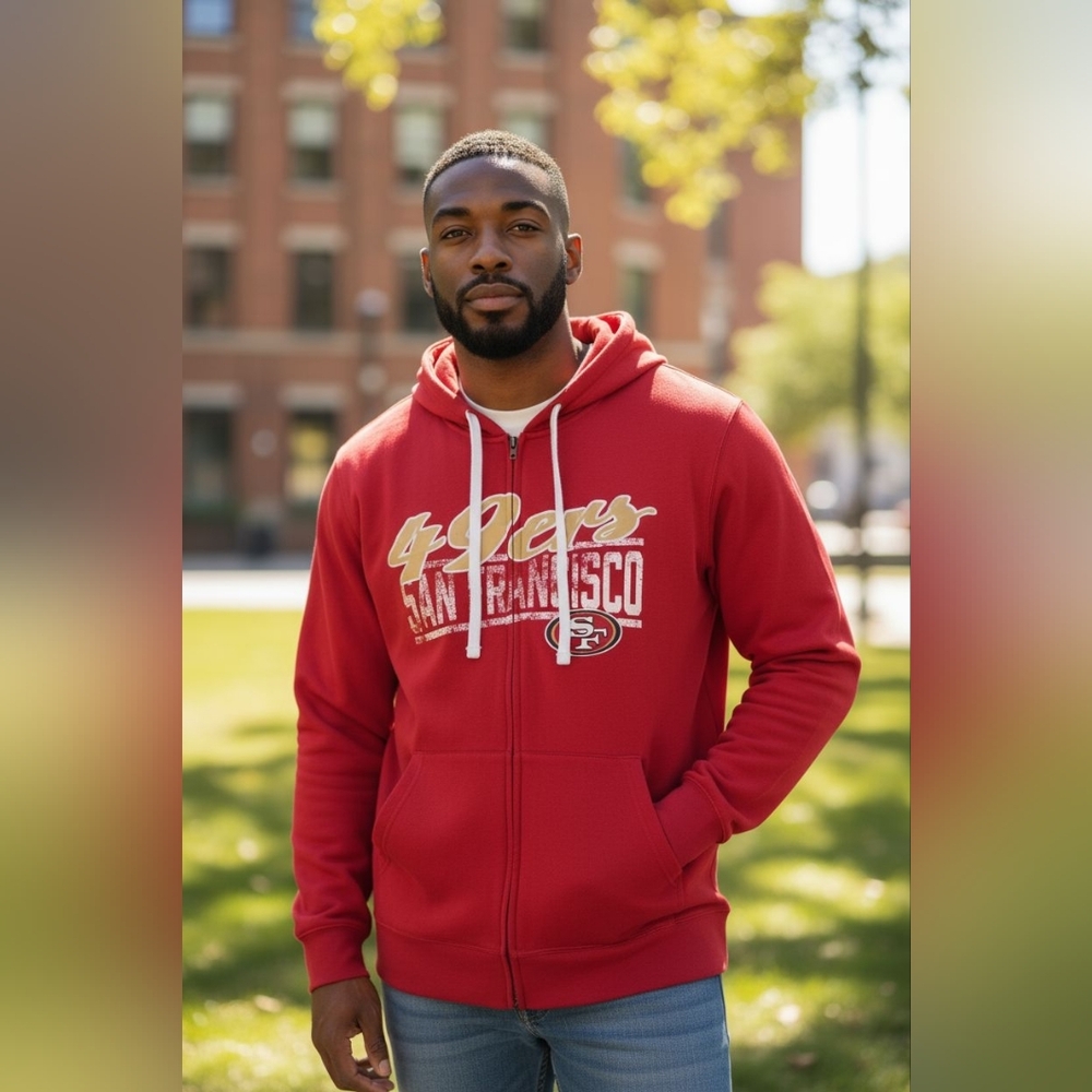 NFL Red San Francisco 49ers Full Zip Hoodie with Logo